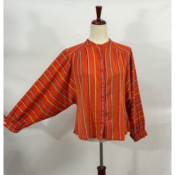 ACE & JIG Sz XS Barrett Blouse Orange Stripe Shirt Top Rhumba Textile - Picture 7 of 8